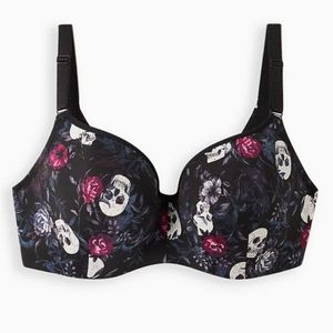 Torrid Full-Coverage Balconette Back Smoothing Bra - Skull Floral NWT